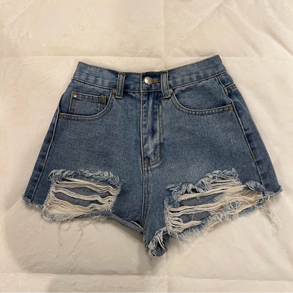 Superdown ripped high-waisted Jean shorts REVOLVE